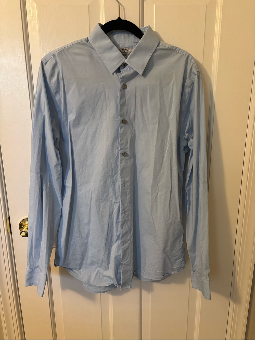 Express Men's Light Blue Dress Shirt - Solid Button-Up